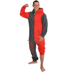 Lazzzy &reg; Graphite / Red Jumpsuit Onesie Overall