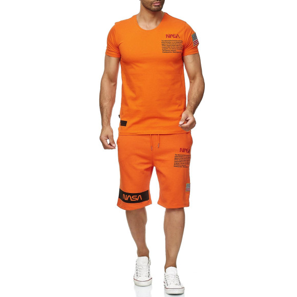 Red Bridge Herren T-Shirt und Shorts Jogginganzug Kurze Hose Set Sweat Pants NASA Logo