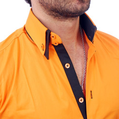 Reslad Herren Langarm Hemd Alabama RS-7050 Orange-Schwarz L