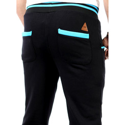 Reslad Herren Buttoned Style Sweatpants Jogginghose RS-5150 Schwarz-T&uuml;rkis S