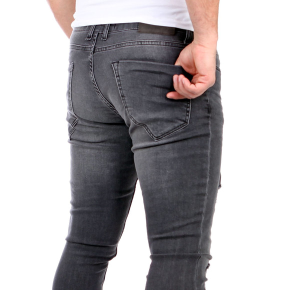 Reslad Jeans Herren Destroyed Look Slim Fit Denim Strech Jeans-Hose RS-2062 Schwarz W29 / L32