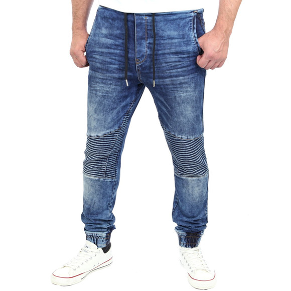 Reslad Jogg-Jeans Biker-Style Jeans-Herren Slim Fit Jogging-Hose RS-2068 Blau XL