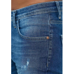 Red Bridge Herren Jeans Hose Slim-Fit Distressed Faded Wave Blau W29 L30