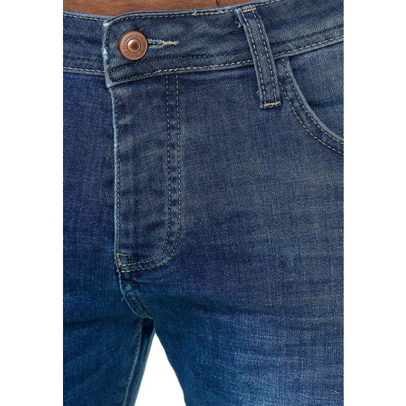 Red Bridge Herren Jeans Hose Slim-Fit Distressed Faded Wave Blau W30 L34