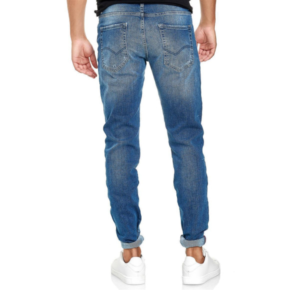 Red Bridge Herren Jeans Hose Slim-Fit Distressed Faded Wave Blau W32 L30