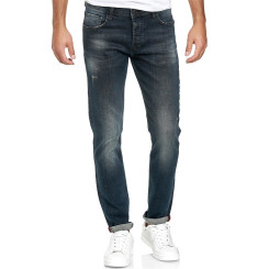 Red Bridge Herren Jeans Hose Slim-Fit Distressed Faded Shiny Schwarz W31 L34