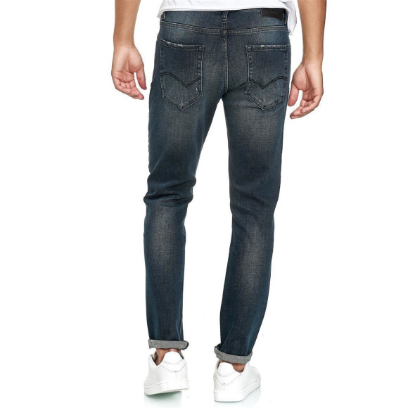 Red Bridge Herren Jeans Hose Slim-Fit Distressed Faded Shiny Schwarz W33 L34
