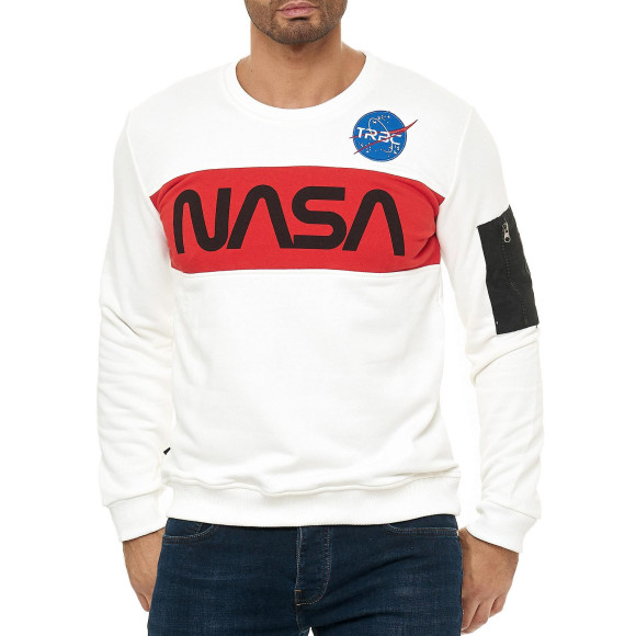 Red Bridge Herren Sweatshirt Pullover NASA Wei&szlig; XL