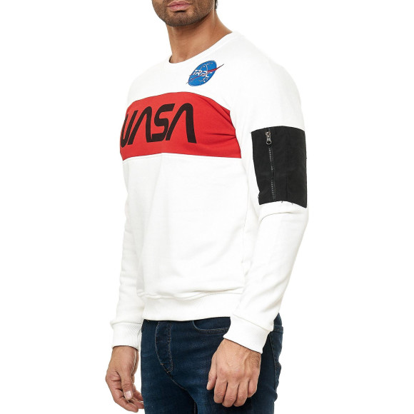 Red Bridge Herren Sweatshirt Pullover NASA Wei&szlig; XL