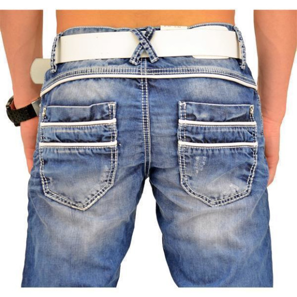 Cipo & Baxx C 1127 Herren Jeans Hose Denim Used Look Regular Jeanshose blau blue