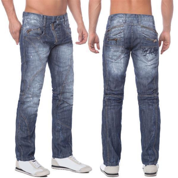 Cipo & Baxx C 751 Herren Denim raw Jeans Hose Jeanshose Männer Zipper blau blue W38 L36