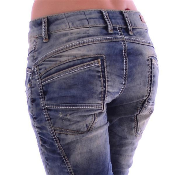 Cipo & Baxx WD 175 Damen Frauen Jeans Jeanshose Boyfriend Used Look blue blau