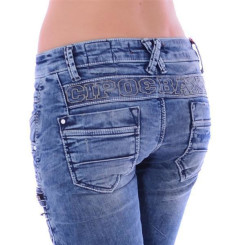 Cipo & Baxx WD 200 Damen Frauen Jeans Denim Jeanhose Zipper blau blue Slim Fit W30 L32