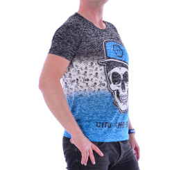 Cipo & Baxx Herren Skull Print T-Shirt YELLOW BLUE CT197