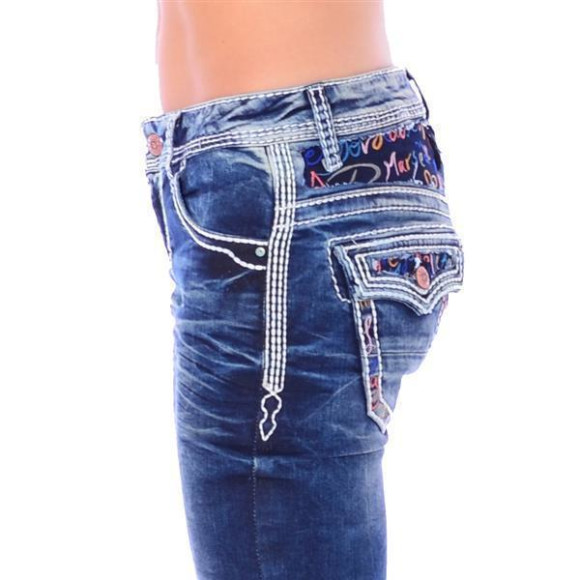 Cipo & Baxx WD 243 Damen Frauen Denim Skinny Röhren Jeans Used Look dicke Nähte W25 L32