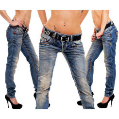Cipo & Baxx CBW 347 Damen Frauen Jeanshose Jeans Hose blau blue dirty used Look W34 L34