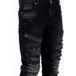 Cipo & Baxx Herren Jeanshose CD 555 Destroyed Regular Fit Denim Hose Pants Labeldetails Zerrisen Hose Design Jeans Hose