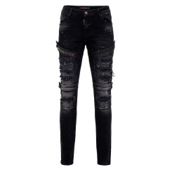 Cipo & Baxx Herren Jeanshose Destroyed Regular Fit Denim Hose Pants Labeldetails Zerrisen Hose Design Jeans Hose W30 / L32