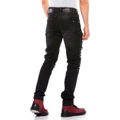 Cipo & Baxx Herren Jeanshose Destroyed Regular Fit Denim Hose Pants Labeldetails Zerrisen Hose Design Jeans Hose W30 / L32