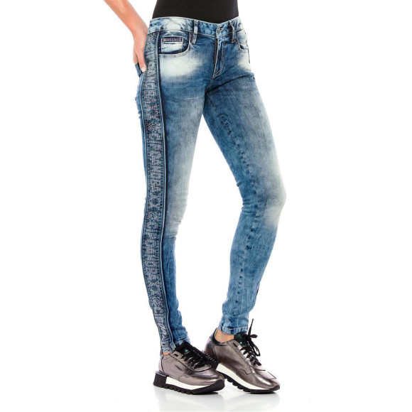 Cipo & Baxx Damen Jeans WD 390 Slim-fit-Jeans mit Seitenstreifen in Skinny-Fit