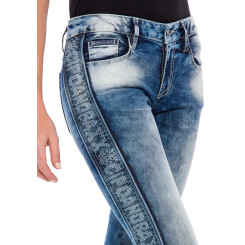 Cipo & Baxx Damen Jeans WD 390 Slim-fit-Jeans mit Seitenstreifen in Skinny-Fit