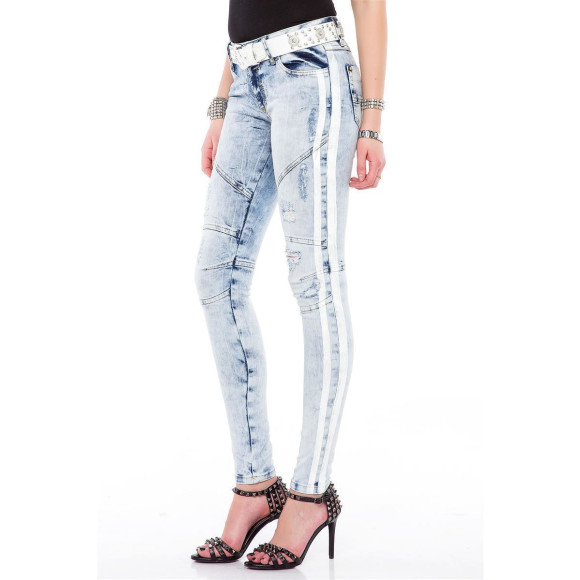 Cipo & Baxx Damen Jeans WD 367 Denim Slim Fit Iceblue Look
