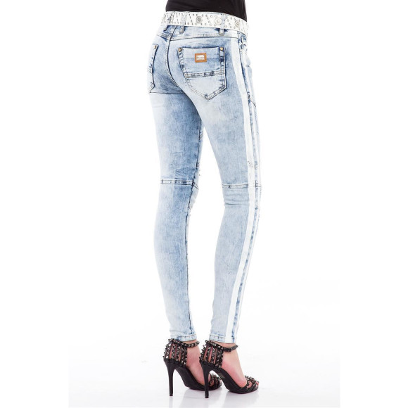 Cipo &amp; Baxx Damen Jeans WD 367 Denim Slim Fit Iceblue Look