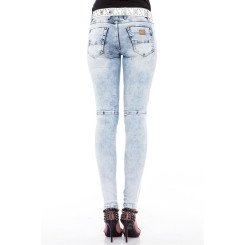 Cipo & Baxx Damen Jeans WD 367 Denim Slim Fit Iceblue Look