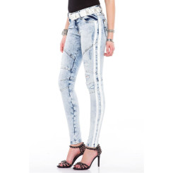 Cipo & Baxx Damen Jeans WD 367 Denim Slim Fit Iceblue Look W27 / L32