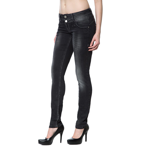 Cipo & Baxx CBW 655 Damen Jeans Stretch Denim Hose Frauen Jeanshose used schwarz W26 L32