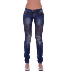 Cipo & Baxx Damen Jeans Hose blau blue destroyed Biker Look slim fit WD167