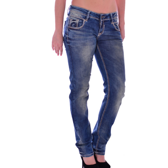 Cipo & Baxx WD 153 Damen Jeans Hose blau blue Frauen Jeanshose Used Look Denim