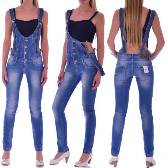 Cipo & Baxx Damen blue blau Jeans Latzhose Latz Hose Stretch WD156 WD 156