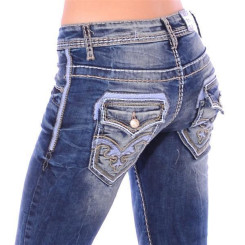 Cipo & Baxx WD 240 Damen Skinny Denim Röhren Jeans Jeanshose blau dicke Nähte