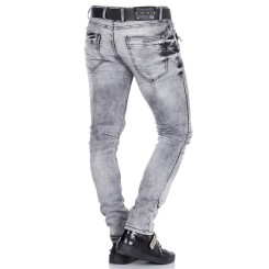 Cipo & Baxx Herren Jeans CD 111 Hose Slim Fit Enges Bein Denim Grau