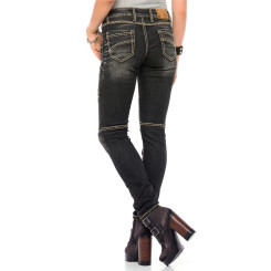 Cipo & Baxx Damen Jeans WD 382 Slim-fit mit extravagantem Nahtdesign in Straight Fit