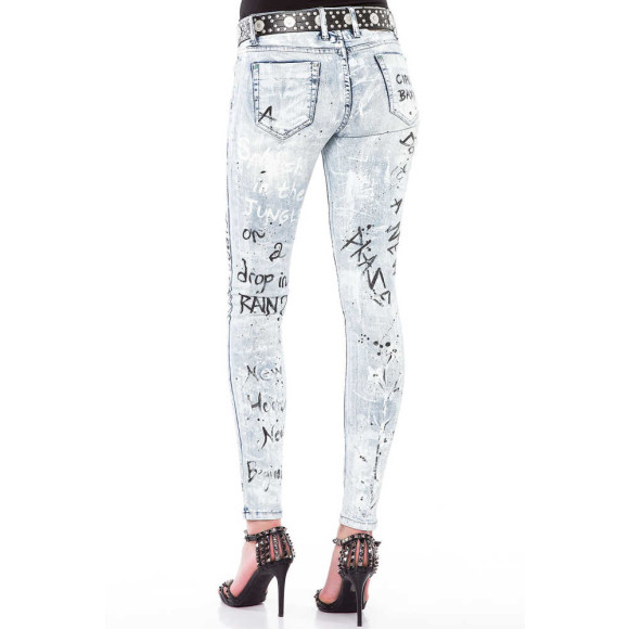 Cipo & Baxx Damen Jeans WD 370 Denim Slim Fit Iceblue Look