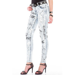 Cipo & Baxx Damen Jeans WD 370 Denim Slim Fit Iceblue Look