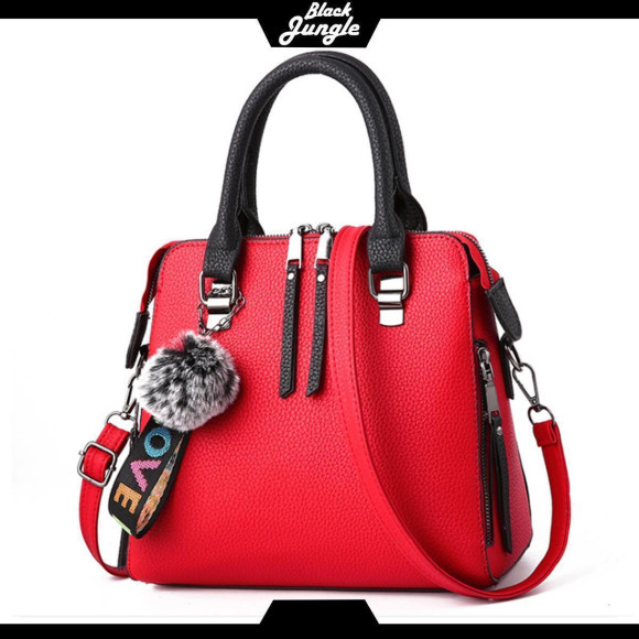 Black Jungle Elegante Damenhandtasche Umhängetasche Designertasche Schultertasche PU-Leder Lederimitat Rot