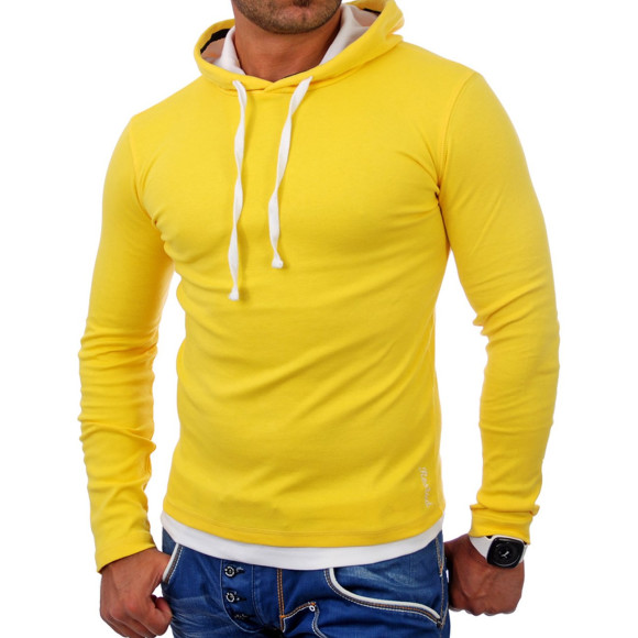 Reslad Herren Kapuzen Sweatshirt RS-1003 Gelb-Weiß S