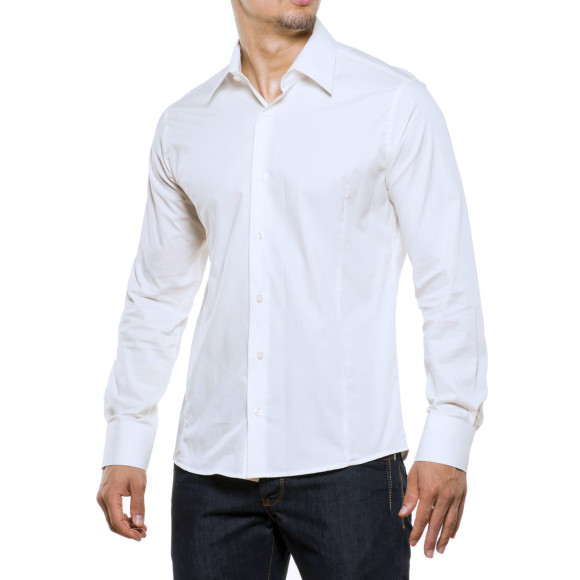 Reslad Herren Hemd Kentkragen Unicolor Langarmhemd RS-7002 Weiß S