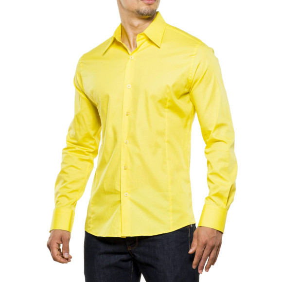 Reslad Herren Hemd Kentkragen Unicolor Langarmhemd RS-7002 Gelb 2XL