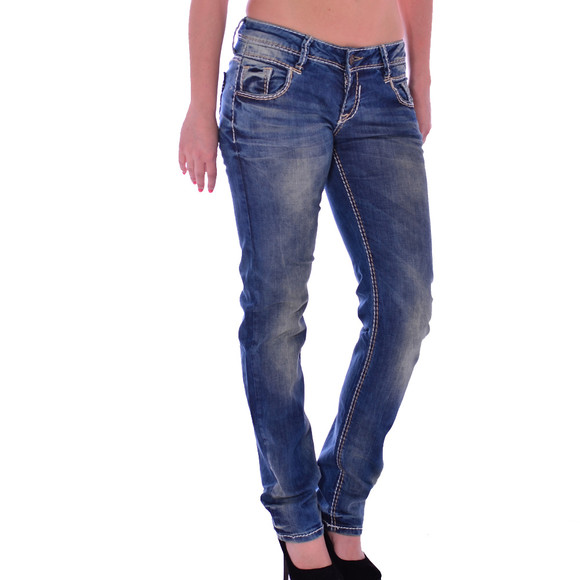 Cipo &amp; Baxx WD 153 Damen Jeans Hose blau blue Frauen Jeanshose Used Look Denim W30 L32