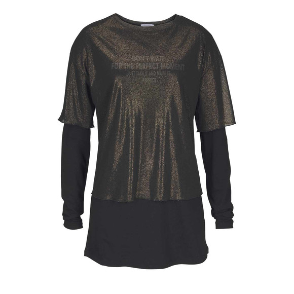 2-in-1-Longshirt, schwarz-gold von Aniston