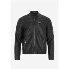Red Bridge Herren Jacke Kunst- Lederjacke Biker MC Black imitation leather jacket Schwarz 2XL