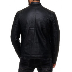 Red Bridge Herren Jacke Kunst- Lederjacke Biker MC Black imitation leather jacket Schwarz 2XL
