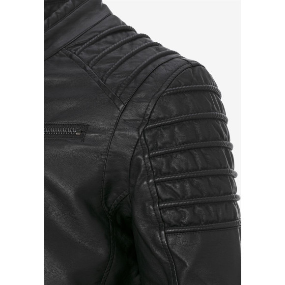 Red Bridge Herren Jacke Kunst- Lederjacke Biker MC Black imitation leather jacket Schwarz M