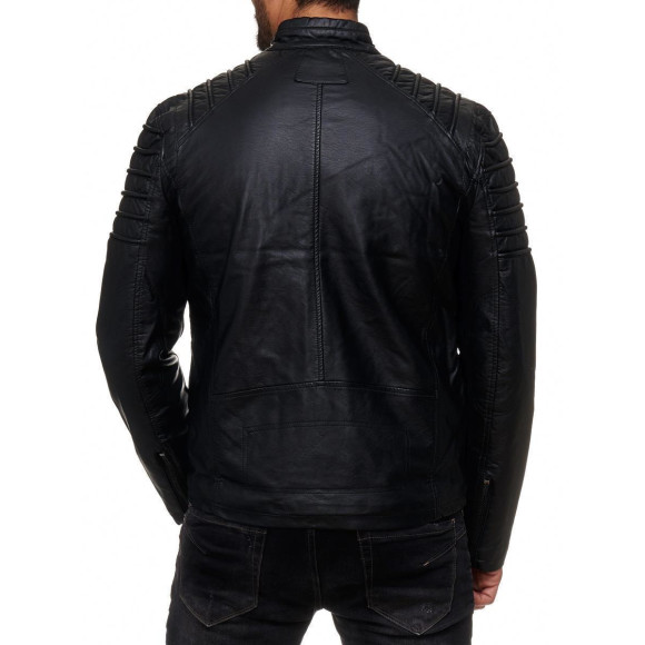 Red Bridge Herren Jacke Kunst- Lederjacke Biker MC Black imitation leather jacket Schwarz S