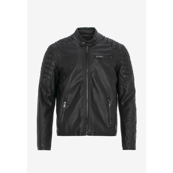 Red Bridge Herren Jacke Kunst- Lederjacke Biker MC Black imitation leather jacket Schwarz XL